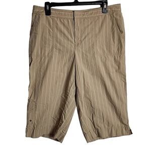 Eddie Bauer Mercer Fit Tan Striped Cotton Shorts, Size 12
